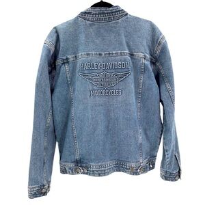 Harley Davidson Jean‎ Jacket Zip Up and Button Up